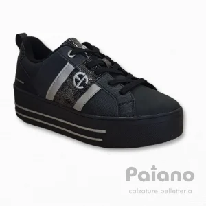 Sneakers Enrico Coveri 224237 nero riporti argento platform