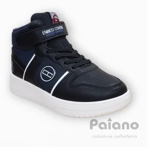 Enrico Coveri 326370 pelle nero blu basket alta