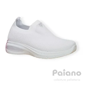 Enrico Coveri 416326 sneakers slip-on tessuto elasticizzato bianco
