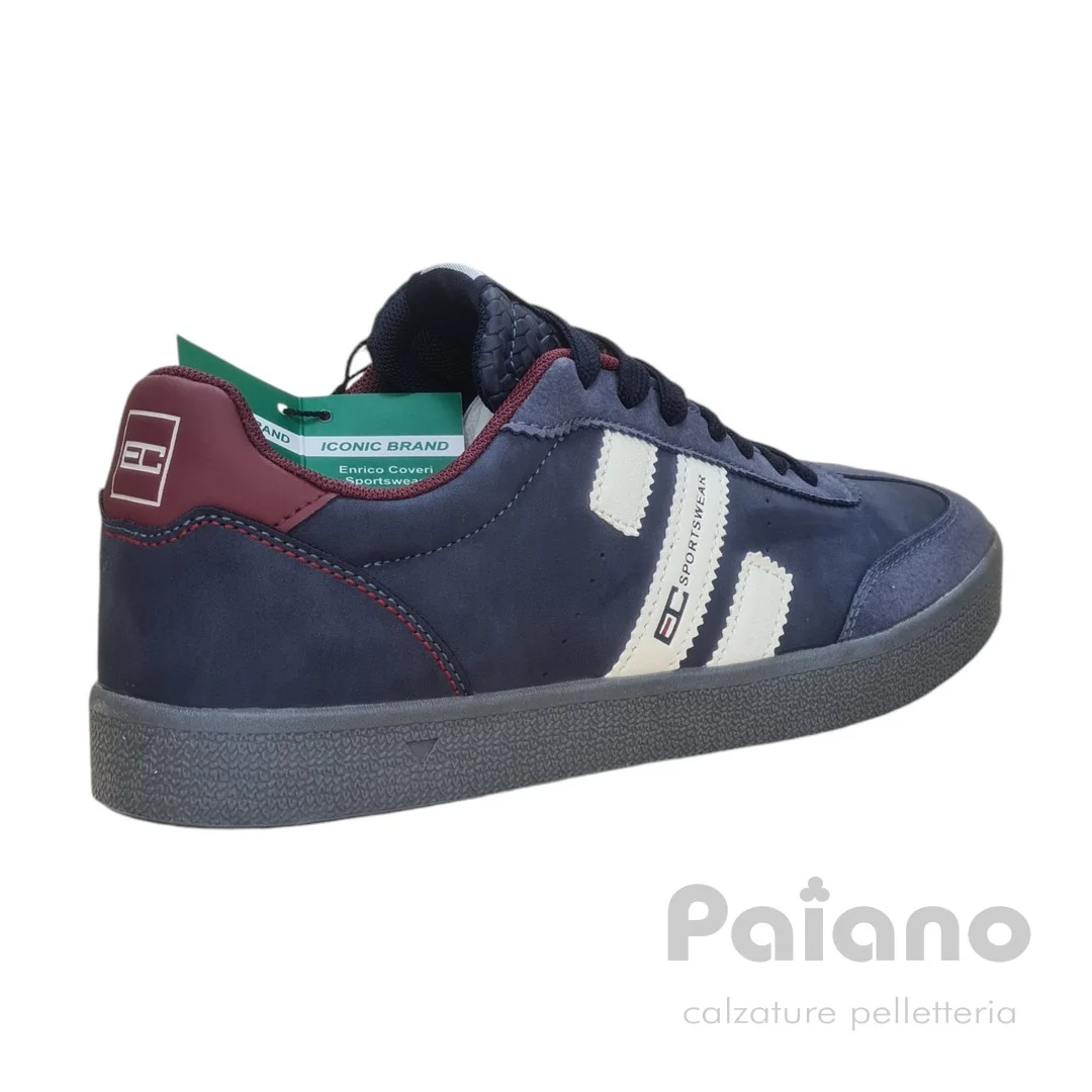 Enrico Coveri 424317 pelle nabuk blu scarpa bassa fondo gomma - immagine 4