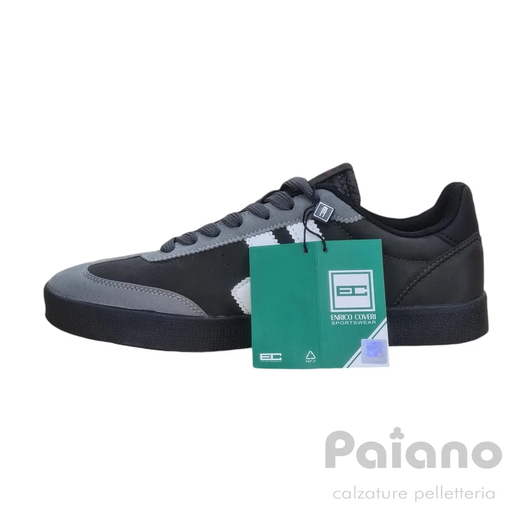 Enrico Coveri 424317 pelle nabuk grigio scarpa bassa fondo gomma - immagine 5