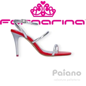 Fornarina Glam Cherry sandalo pelle argento tacco alto