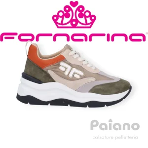 Fornarina Manila 6 sneakers camoscio multicolor green gomma alta