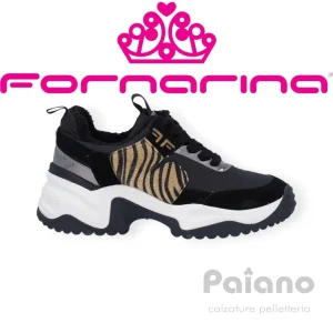 Fornarina Stoccolma 2 sneakers camoscio nero aniamal gomma alta