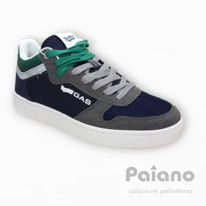 Sneakers alta Gas 314137 darman cvs camoscio grigio tessuto blu