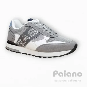 Sneakers Gas 413915 camoscio grigio pelle bianco da uomo
