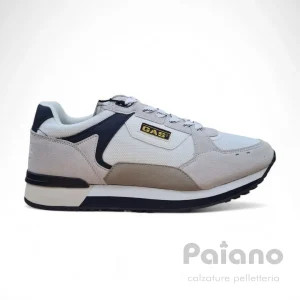 Gas 513000 sneakers camoscio tessuto bianco riporto blu