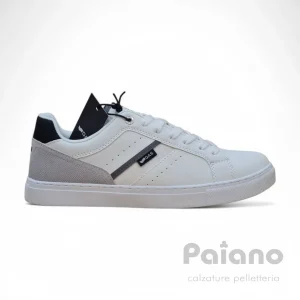 Sneakers Gas 514025 pelle bianco riporti nero