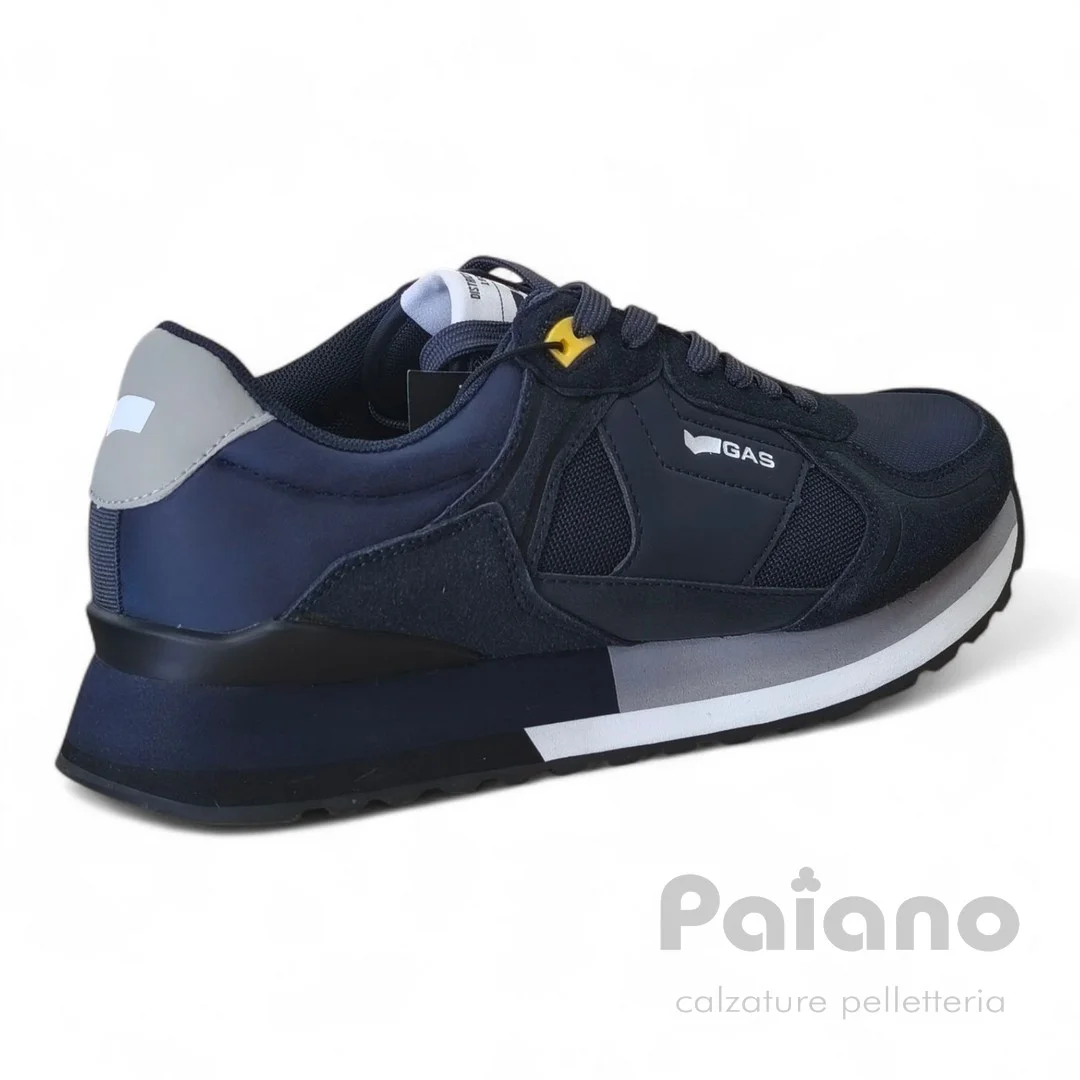 Sneakers Gas 523005 camoscio e pelle blu logato - immagine 4