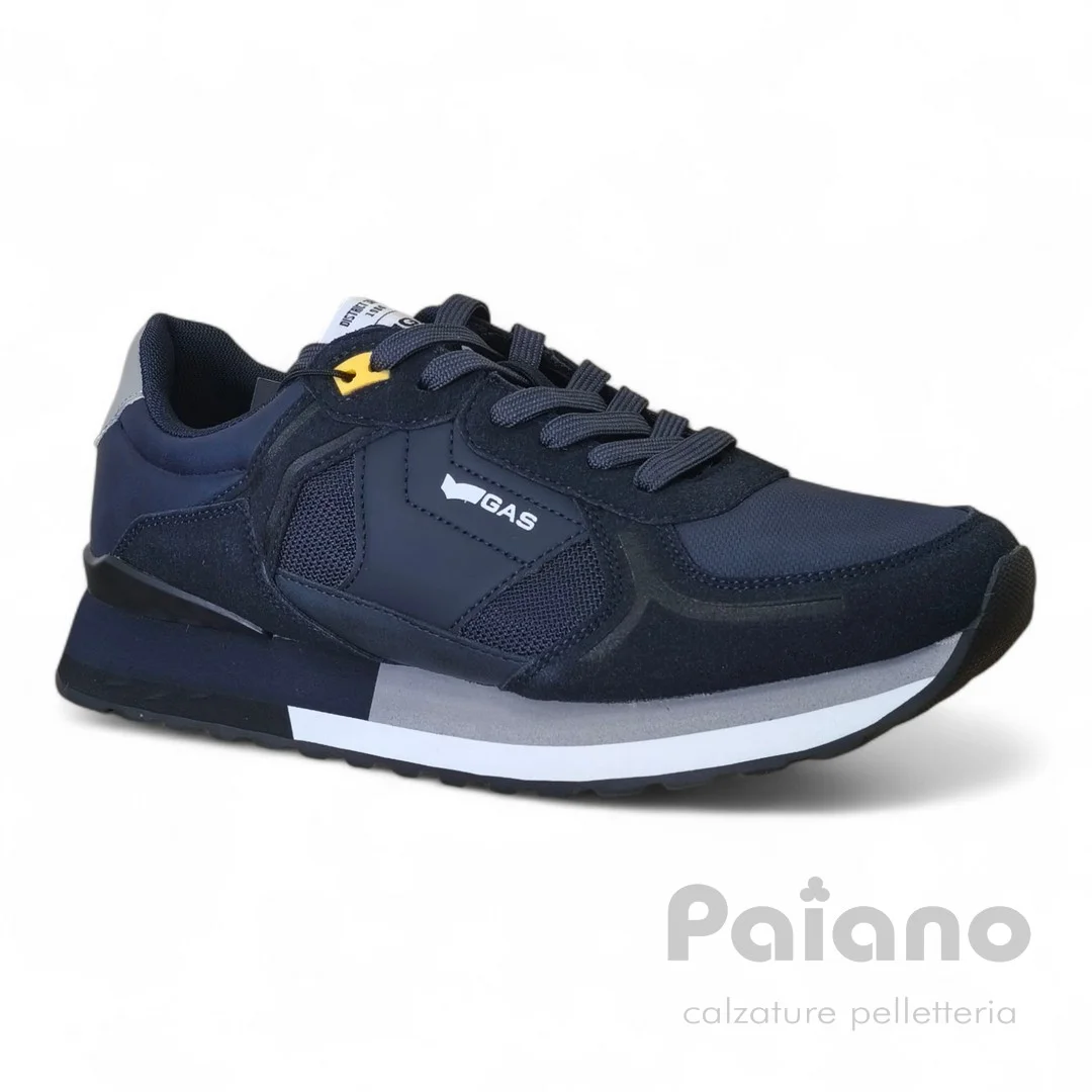 Sneakers Gas 523005 camoscio e pelle blu logato - immagine 3