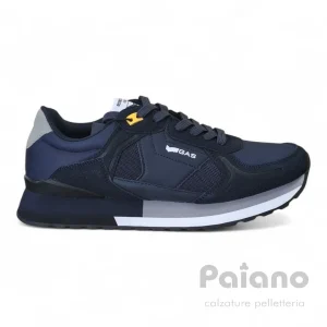 Sneakers Gas 523005 camoscio e pelle blu logato