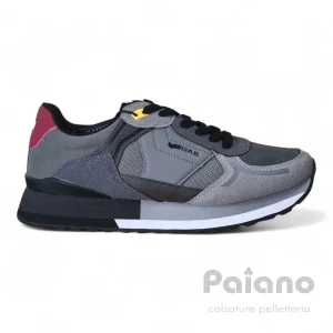 Sneakers Gas 523005 camoscio e grigio blu logato