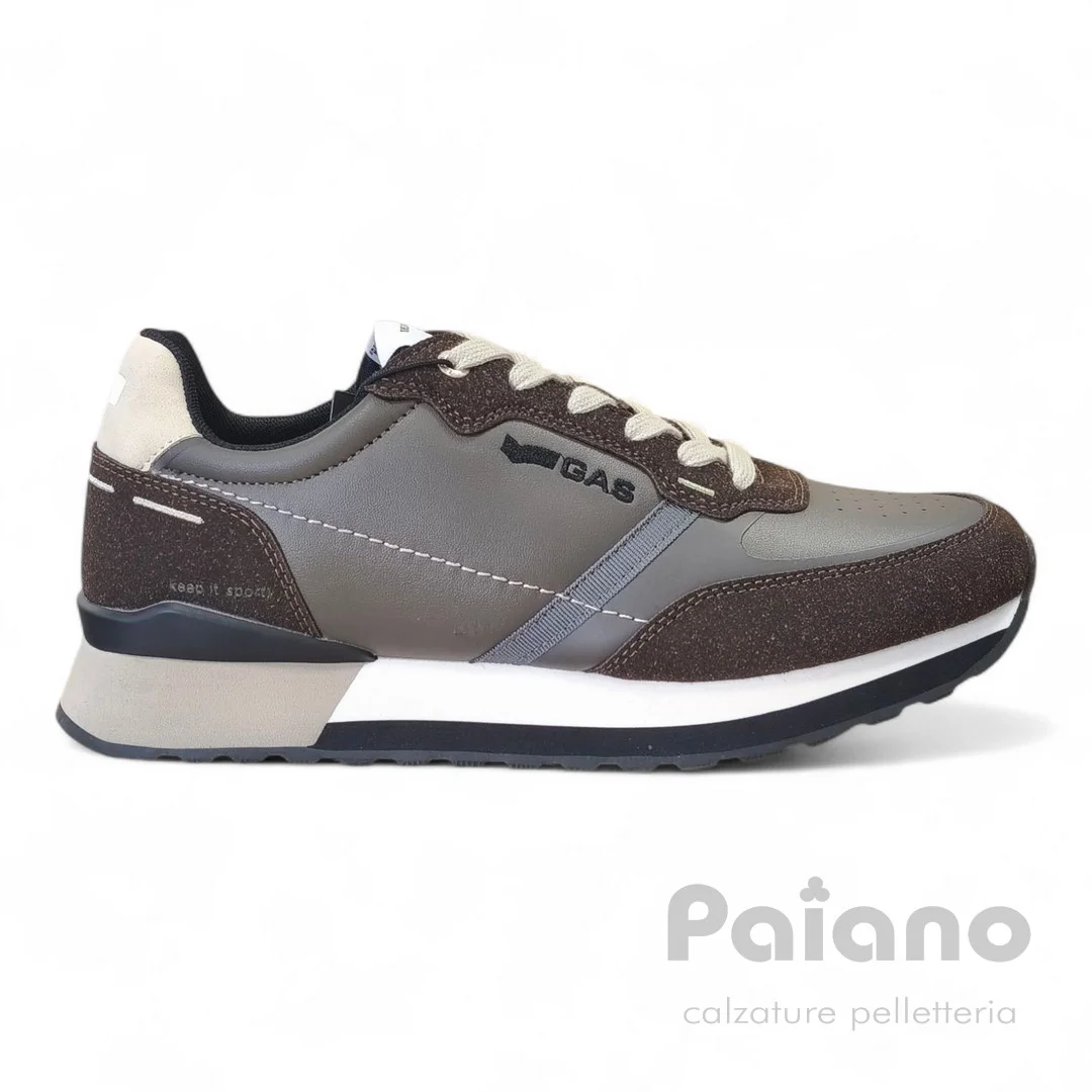 Sneakers Gas 523101pelle e camoscio marrone caffè
