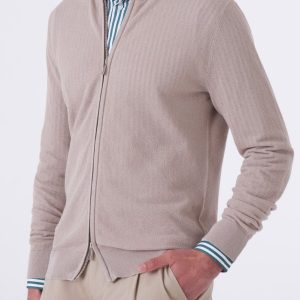 Cardigan uomo in cotone chicco di riso con zip