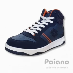 Lotto 218155 pelle blu riporti arancio scarpa alta da ginnastica