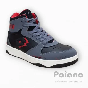 Lotto 225202 pelle nero grigio basket alta