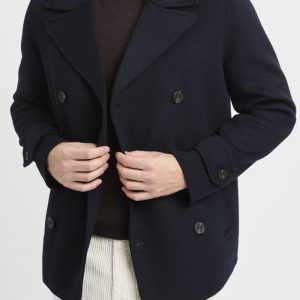 Cappotto doppio petto corto Black Wood in misto lana