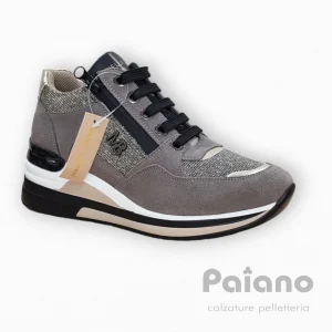Sneakers Mariella Burani 50943 camoscio taupe zeppa con zip