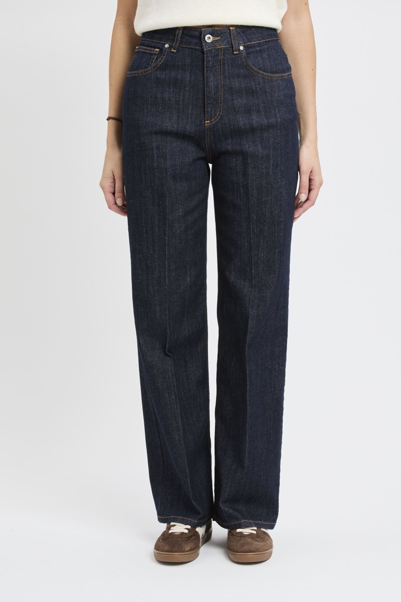 Jeans Dixie in denim scuro con gamba larga e vita alta - immagine 2