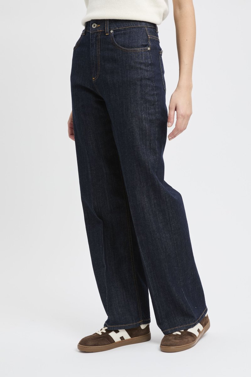 Jeans Dixie in denim scuro con gamba larga e vita alta - immagine 4