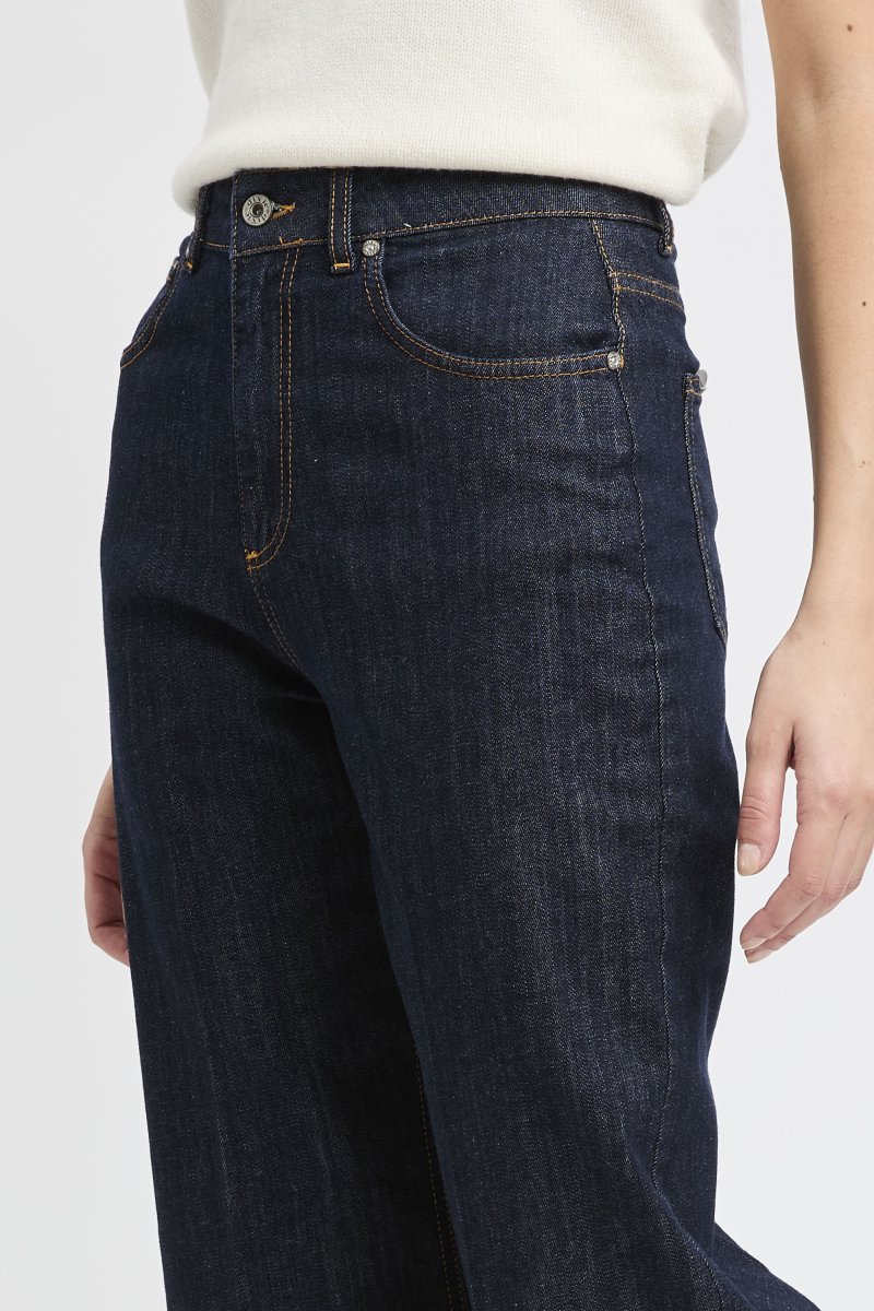 Jeans Dixie in denim scuro con gamba larga e vita alta - immagine 5