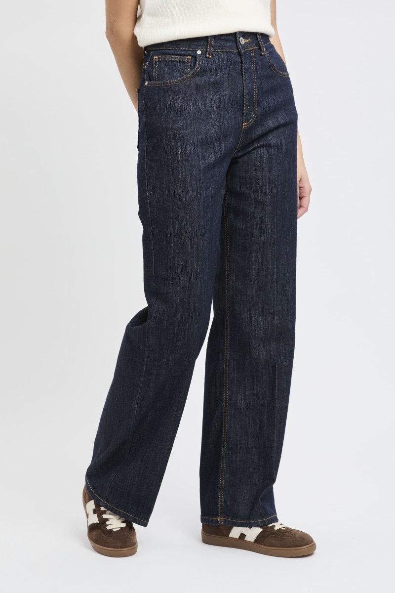 Jeans Dixie in denim scuro con gamba larga e vita alta - immagine 6