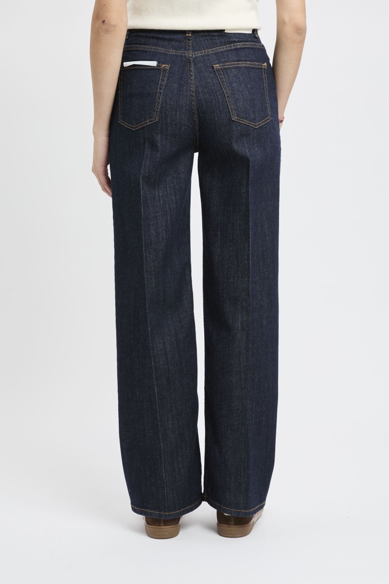 Jeans Dixie in denim scuro con gamba larga e vita alta - immagine 7