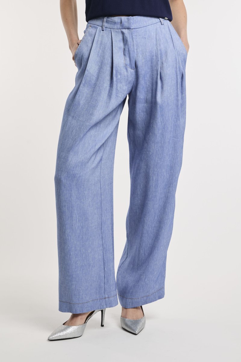 Pantalone Kaos wide-leg in misto lino