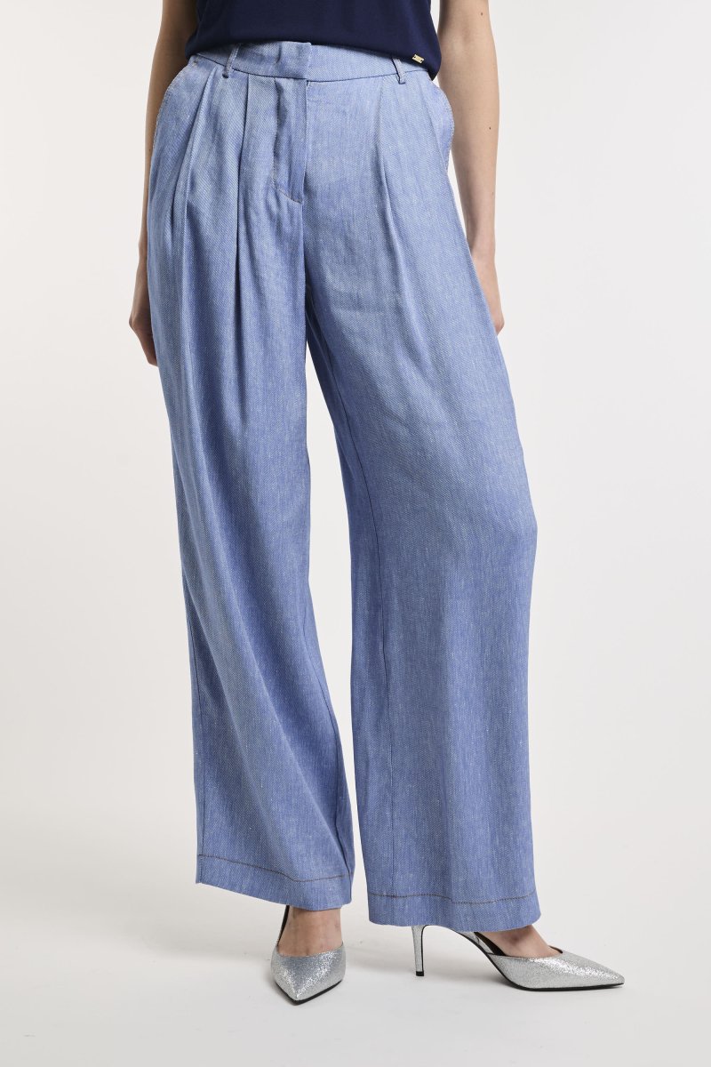 Pantalone Kaos wide-leg in misto lino - immagine 3