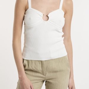 Top Kaos a coste con accessorio piercing