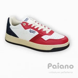 Sneakers Gas 314301 ken mix pelle rosso bianco blu vintage da uomo