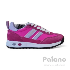 Solo Soprani 517r38 camoscio tessuto ficsia riporti glicine sneaker donna