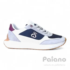 Solo Soprani 515p16 Sneakers camoscio pelle bianco blu