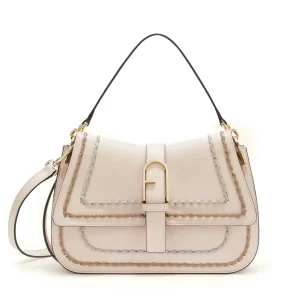 Borsa a mano Furla Flow in pelle con infilature a contrasto e tracolla