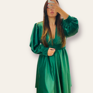 Abito in velvet con cintura plisse