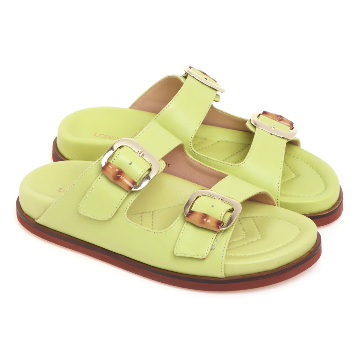 Ciabatta in pelle Lorenzo Mari con doppia fibbia e fussbet anatomico - immagine 3