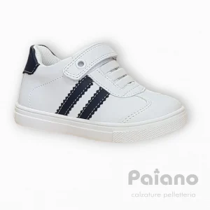 Sneakers Asso 16084 pelle bianco a strappo da bambino