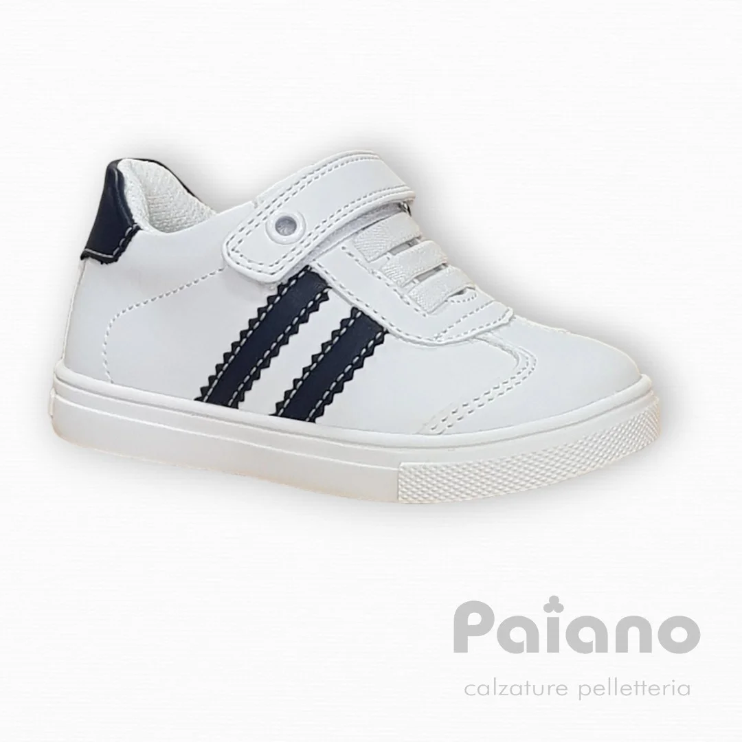 Sneakers Asso 16084 pelle bianco a strappo da bambino