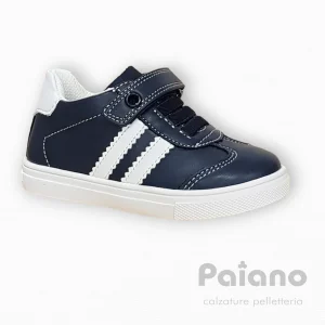 Sneakers Asso 16084 pelle blu a strappo da bambino