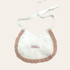 Bavetta in cotone con bordino rosa antico