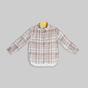 Camicione bimba oversize in cotone stampato motivo tartan – Photinia