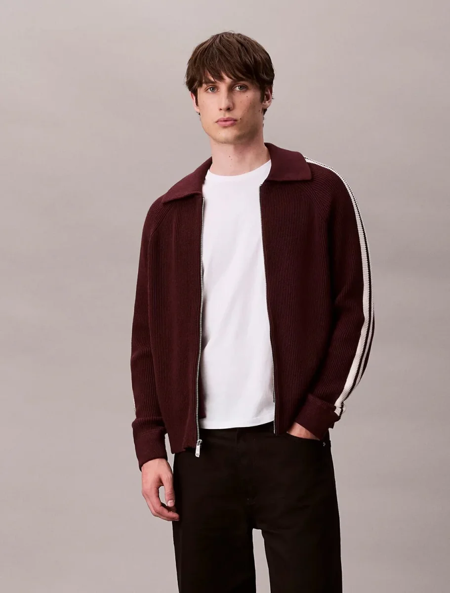 Giacca In Maglia Collo Camicia Uomo