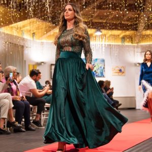 Top perline rombi, gonna lunga in velvet