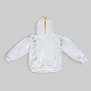 Felpa crop bimba con cappuccio foderato e grand volant – Bucaneve