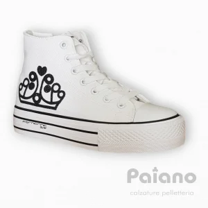 Fornarina barbi 4 tessuto bianco logo nero mod. converse