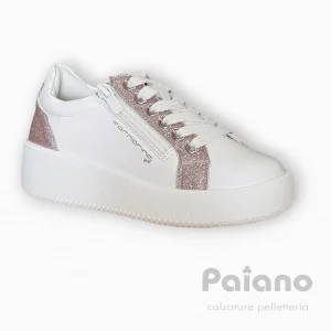 Fornarina kitty sneakers pelle bianco glitter glicine