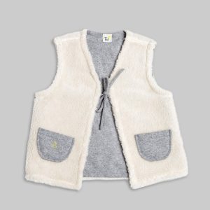 Gilet bimba double face in lana e pellicciotto ecologico – Fior di luna