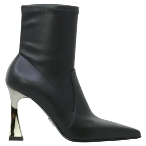 Sergio Levantesi Melita56 tronchetto donna in pelle nera e ecopelle