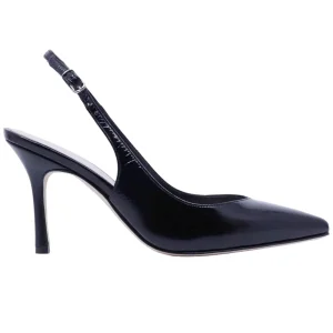 Slingback donna The Seller 908 in pelle spazzolta nera