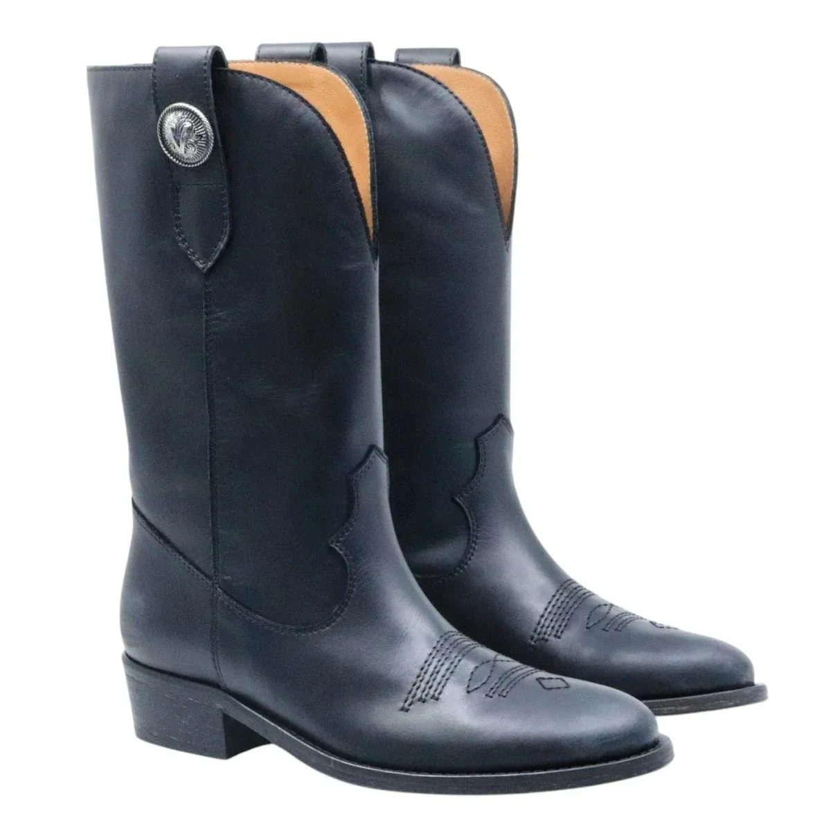 Stivaletto texano Via Roma 15 4378 in pelle nera dallo stile vintage - immagine 3